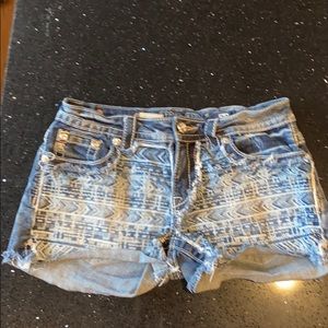 Miss Me Aztec Print Jean Shorts
